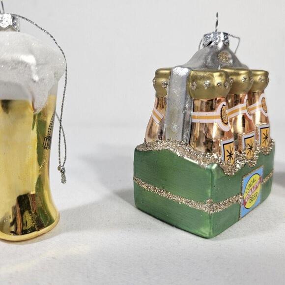 Set Of 3 Craft Beer Figural Mercury Blown Glass Christmas Ornaments - Man Cave - Picture 6 of 8